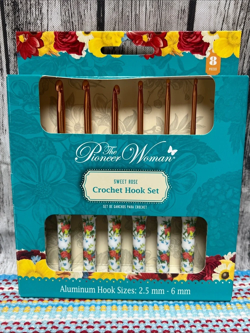 The Pioneer Woman Sweet Rose Crochet hooks and yarn set